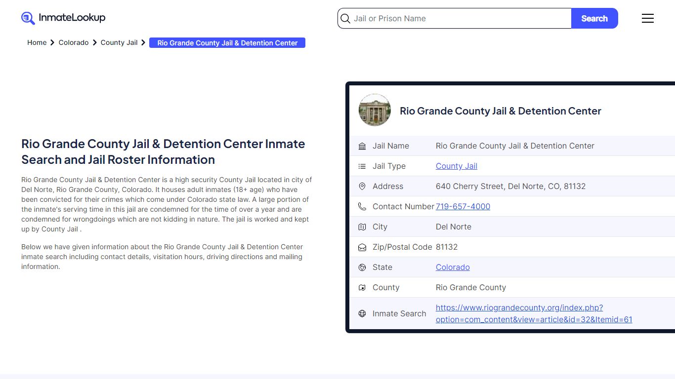 Rio Grande County Jail & Detention Center Inmate Search, Jail Roster ...